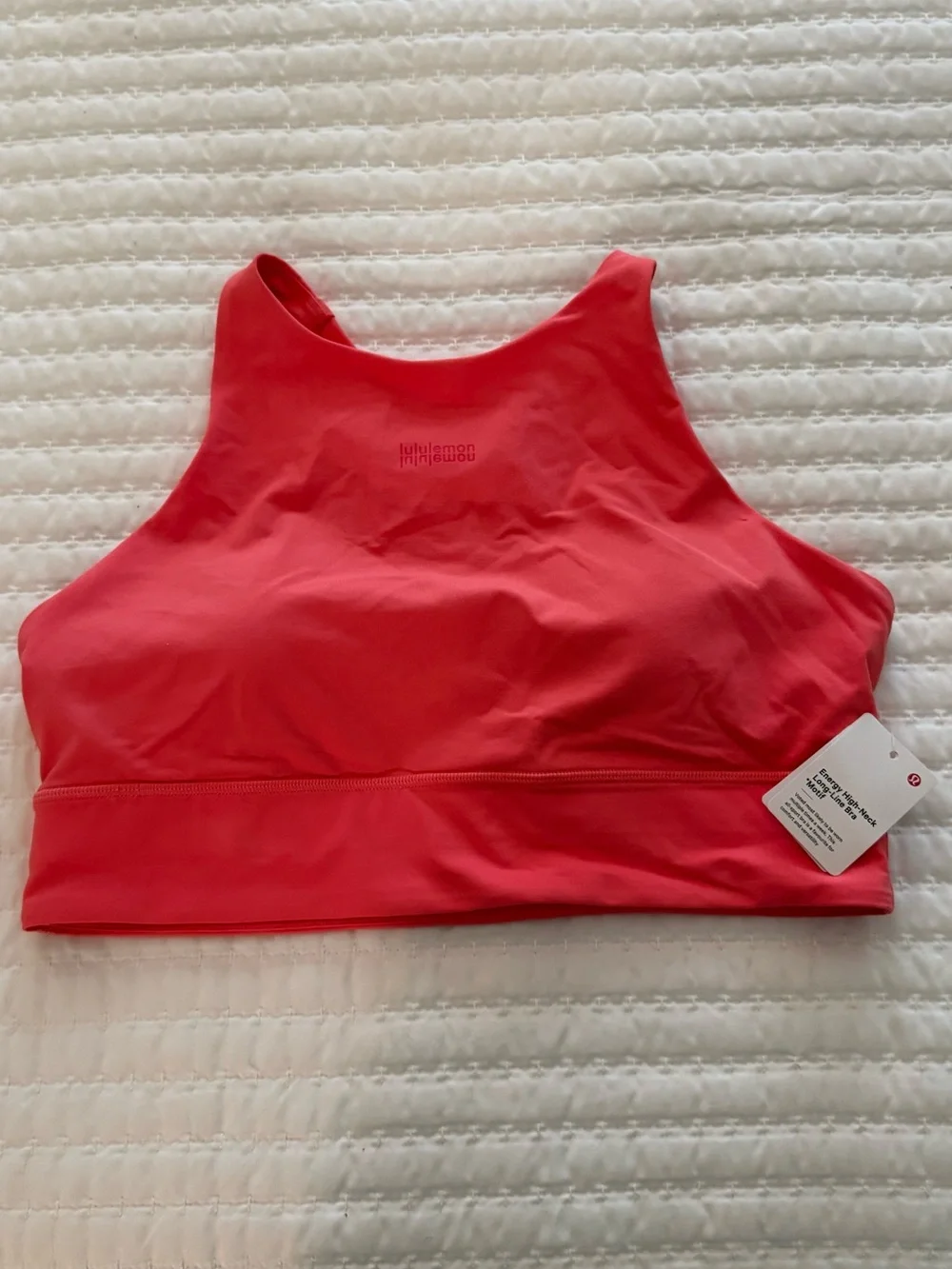 Lululemon Women's High-Neck Sports Bra Crop Top - Coral Pink size 12 nwt